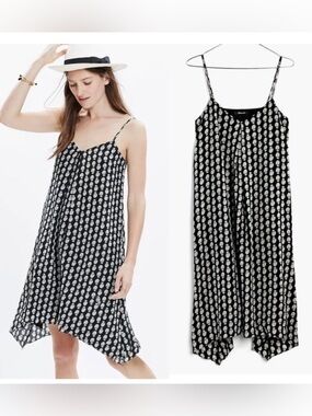 Madewell Silk Trapeze Bloomstamp Cami Dress